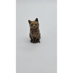 Vintage‎ Brass Look Resin Kitty Figurine Cat cute